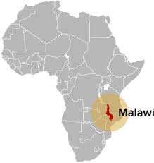 Mapa da África com o Malawi